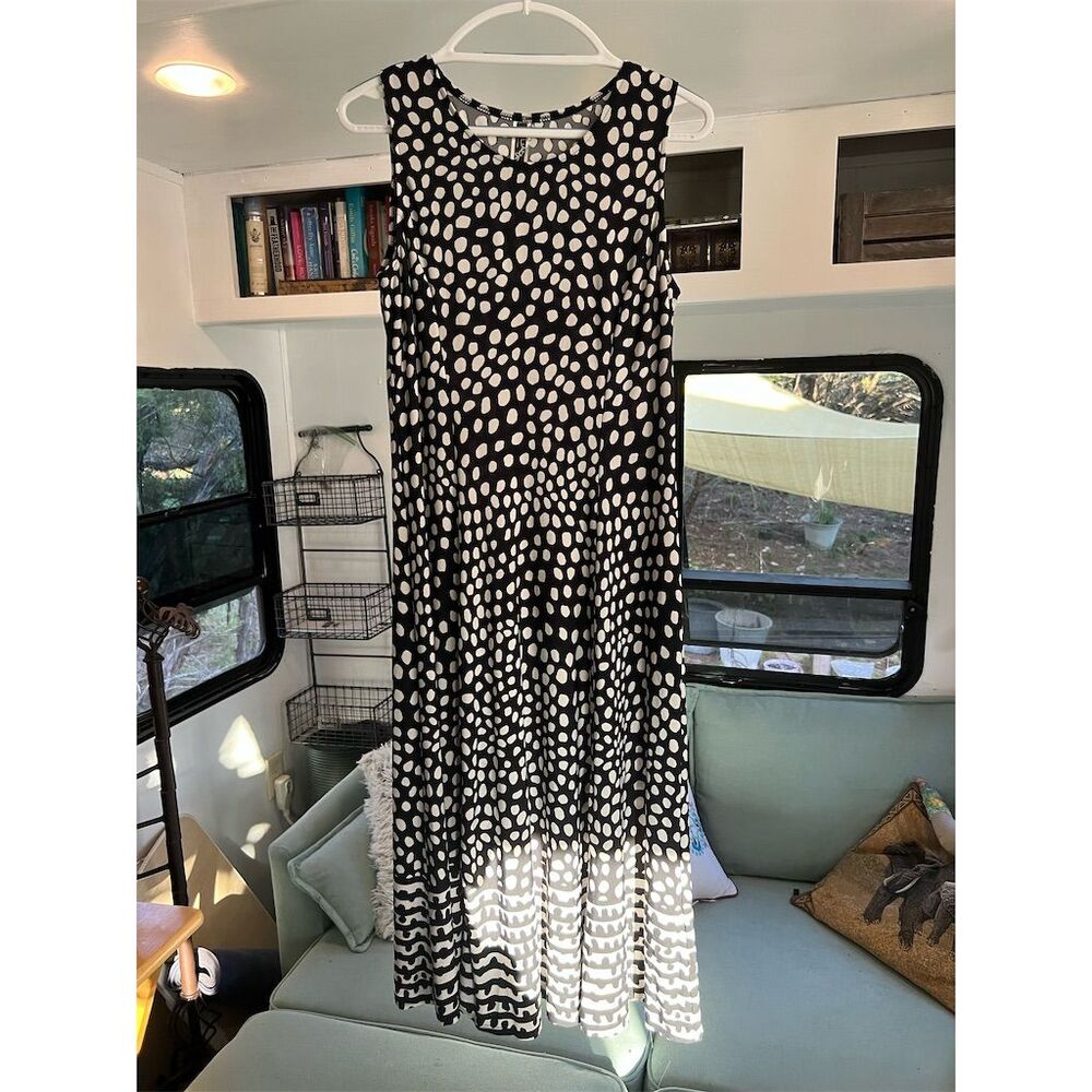 Julian Taylor Women's Black Polka Dot Sleeveless Maxi Dress Size 12